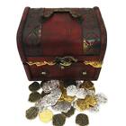 Lot of 200 Toy Metal Mixed Pirate Coins with Treasure Chest