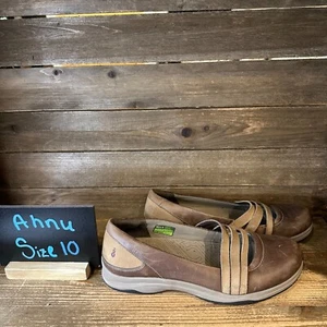 Womens Ahnu Merritt Brown Leather Casual Comfort Mary Jane Ballet Flats Size 10 - Picture 1 of 7