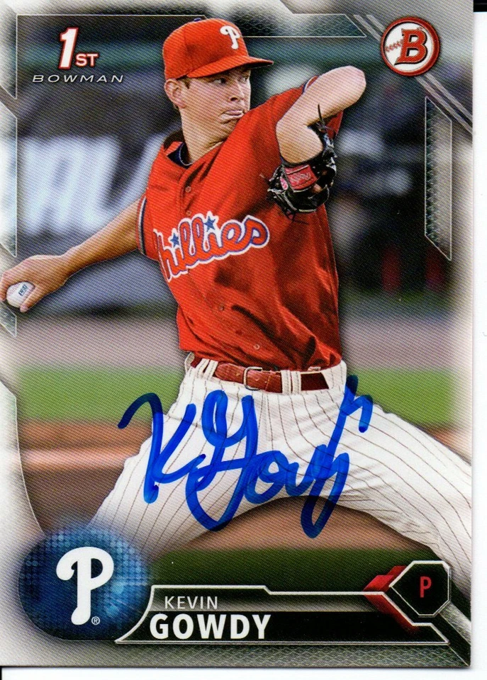 Kevin Gowdy Philadelphia Phillies 2016 Bowman Draft Autographed Signed Card - Image 1 of 1