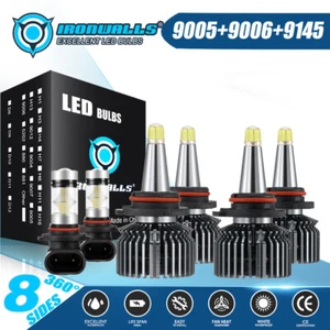 8-sides LED Headlights + Fog Light for 2003 2004 2005 2006 GMC Sierra 1500 3500 - Foto 1 di 17