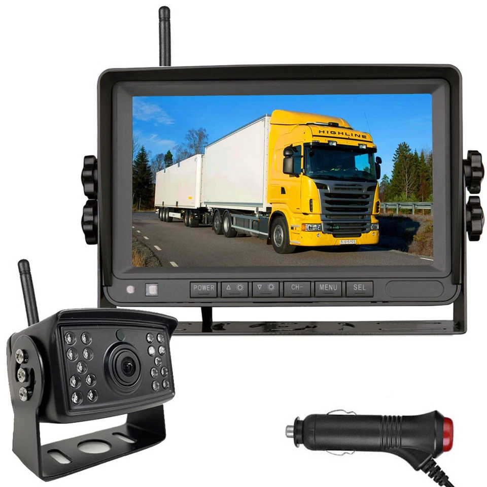1080P Digital Wireless Reverse Camera 7" Quad Split Monitor for Truck Caravan RV - Image 1 of 4