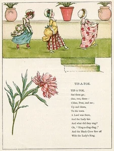 TIP A TOE Canta Tres Niñas Bailando 1885 Era Victoriana Niños Poesía Arte - Imagen 1 de 3