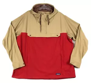 Patagonia Isthmus Anorak Mens XXL Hoodie Pullover Jacket Mesh Lined Red Tan - Picture 1 of 15