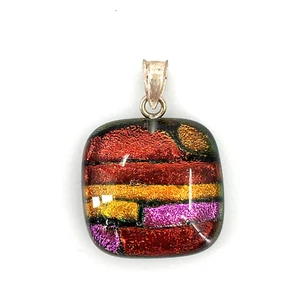 Hand Crafted Iridescent 925 Stamped Dichroic Glass Pendant - Picture 1 of 7