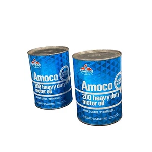 LOT: X2 Amoco 200 Heavy Duty Motor Oil Single Grade 1 Quart Containers FULL - Picture 1 of 8