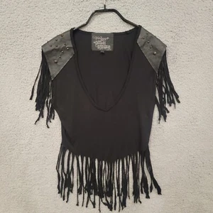 AUTHENTIC 2013 Lip Service Fringe Top Womens LARGE Goth Vampire Steampunk Biker - Picture 1 of 9