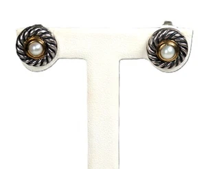 Aretes David YURMAN de plata de ley y oro de 14 quilates y perlas - Imagen 1 de 7