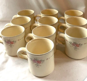 SET OF 10 PFALTZGRAFF TINY ROSE TROUSSEAU COFFEE CUPS MUGS- FREE SHIP - Picture 1 of 4