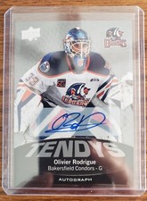 Olivier Rodrigue 2022-23 AHL Tendys Autograph #T-10. 1:855 Packs. Condors