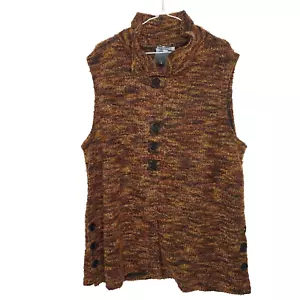 SERENGETI Sweater Size 1X Women's Vest Brown Multicolor 48" Bust X 30" Long NWOT - Picture 1 of 13
