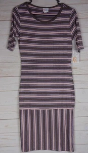 Lularoe Women's Julia Dress Pink, Purple & Gray Striped Size XS NWT - Picture 1 of 3