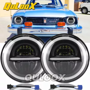 Pair 7" in Round LED Headlights High Low Beam for Honda Civic 1976-1981 White - Picture 1 of 13