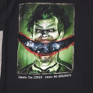 Batman Arkham Asylum Men's Med T-Shirt Joker Inmate No. 09539475 Black Faded - Picture 1 of 8