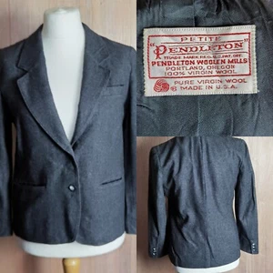Abrigo Blazer Abrigo De Colección Pendleton Damas Pequeño 100% Lana Virgen Gris Oscuro Talla 12 - Imagen 1 de 8