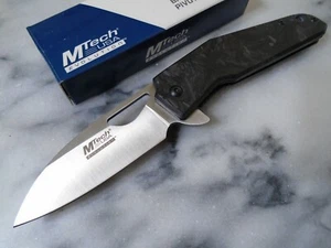 Mtech Evolution Ball Bearing Open Pocket Knife Carbon Fiber 8Cr13 MTE-FDR035BL - Picture 1 of 11