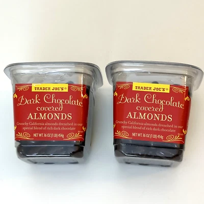 2 Pack Trader Joe’s Chocolate Covered Crunchy Almonds  Rich Dark Chocolate 16 oz - Image 1 of 2