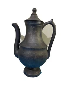 Cerámica de basalto negra vintage - cafetera decorada a mano desconocida cocina - Imagen 1 de 8