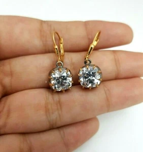 Old European Cut Drop Earrings 925 SS Handmade Adstar Diamond Estate Jewelry - Picture 1 of 6