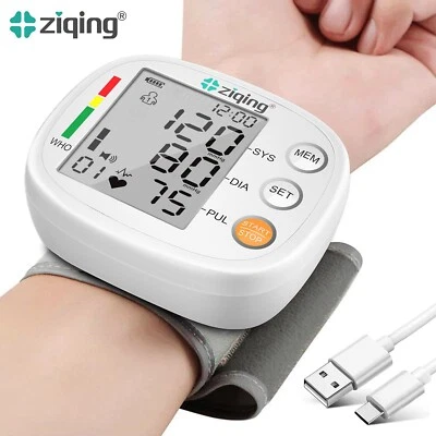 ZIQING Digital Wrist Blood Pressure Monitor BP Machine Cuff LCD Heart Rate Tester UK