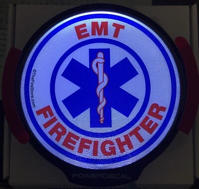 Calcomanía iluminada EMT bombero calcomanía eléctrica retroiluminada LED detección de movimiento calcomanía automática Foto 1 de 2