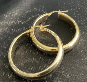 Vintage Dyadena Gold Chunky Sterling 925 Hoop Earrings 1.5” - Picture 1 of 9