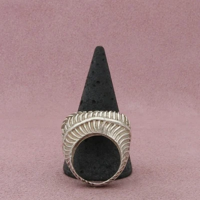 dian malouf sterling silver chunky notched stack band ring size 7 - Image 1 of 3