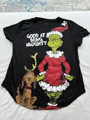 The Grinch & Max Juniors Sz XL Good At Being Naughty Holiday Graphic T-Shirt XM1 - Image 1 of 4