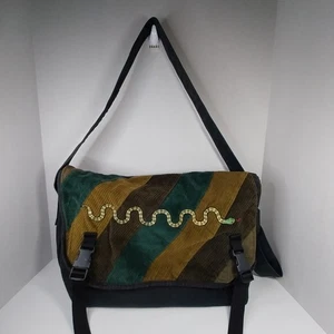 90s Y2K Handmade Indie Embroidered Snake Canvas Corduroy Messager Shoulder Bag - Bild 1 von 13