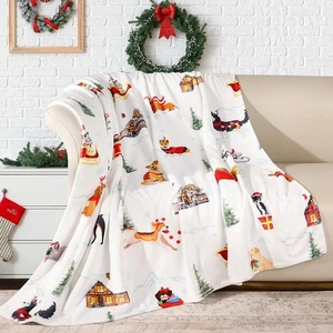 Manta de Navidad Linda Manta de Vellón para Cachorro Árboles de Navidad Impresiones para Perros... - Imagen 1 de 7