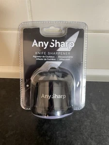 New - AnySharp Premium Knife Sharpener - Black, Hands-Free with Suction Grip - Picture 1 of 4