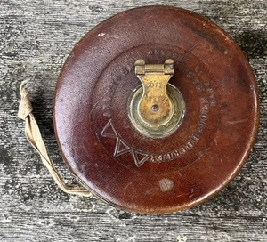 50ft Leather Tape Measure Vintage JOHN RABONE & SONS ~for restoration/parts - Picture 1 of 13