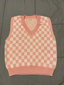 SHEIN Girls Pink Checkered Knit Vest Size 11-12y - Picture 1 of 3