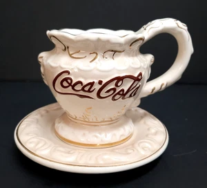 Vintage 1998 Coca-Cola Victorian Ceramic Tea Cup & Saucer Cracker Barrell - Picture 1 of 10