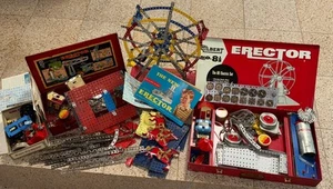 Vtg Gilbert Erector Set HUGE LOT, 8 1/2 + 6 1/2 Tons Of Parts 1950-60 +Manual ++ - Picture 1 of 24