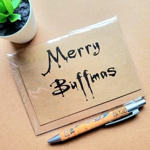 Funny Buffy Christmas Card - Merry Buffmas - Buffy the Vampire Slayer - Picture 1 of 3