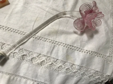1 murano Venetian Chandelier pink/clear   Glass Replacement part 9”  flower Cover