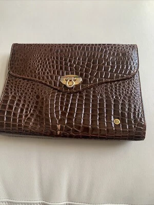 Bolso de mano bandolera o hombro vintage Charles Hubert marrón charol sin usar, en caja de cocodrilo Foto 1 de 4