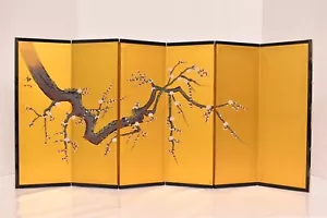 Japanese VTG 6 Panel Folding Screen Asian Byobu Painted Chinese 30x14 Tabletop- - Picture 1 of 18