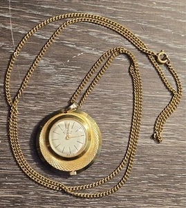 VINTAGE BULER 17 JEWELS SWISS MADE NECKLACE WIDE UP WATCH - Picture 1 of 3