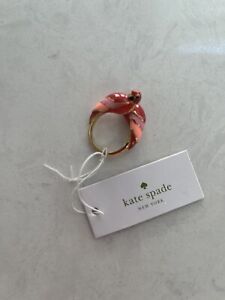 Kate Spade New York Out of the Office Size 6 Two Red Parrots Bird Gold Tone Ring