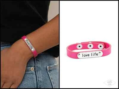 Paparazzi ~ Pulsera de cuero rosa Love Life Foto 1 de 2