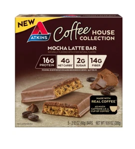 Atkins Coffee House Collection Protein Bar, Mocha Latte, High Protein, High Fibe - Picture 1 of 10