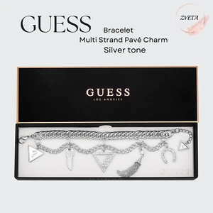 GUESS, Multi Strand Pavé Charm Silver tone, Bracelet - Picture 1 of 3