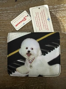Bichon Piano Dog Bejeweled Fashion Mini Wallet Blossom Collection Puppy Wallet - Picture 1 of 13