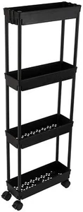 4 Tier Slim Storage Cartrolling Storage Cartnarrow Shelfbathroom Rackmobile Shel - Picture 1 of 7