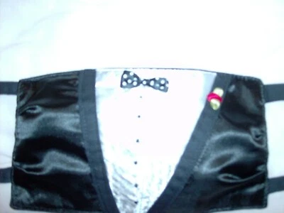 Bridal/Formal Face Mask Black/White Tuxedo, Wedding , home made - Image 1 of 4