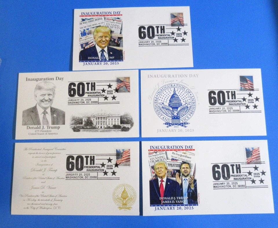 DONALD TRUMP, JD VANCE 2025 PRESIDENTIAL INAUGURATION SET/5, PANDA CACHET, 60TH - Image 1 of 4