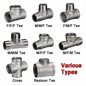 BSP Tee/Cross Connector 304 Stainless Steel Pipe Fittings Adapter 1/8" ~ 2" - Picture 1 of 27