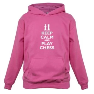 Keep Calm and Play Chess - Kids Childrens Hoodie Player Game Board Love - Picture 1 of 6