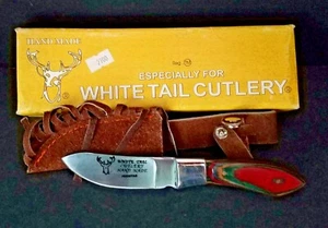 White Tail Cutlery Handmade 7.5" Fixed Blade Knife/Leather Sheath/Pakistan, NEW - Picture 1 of 5